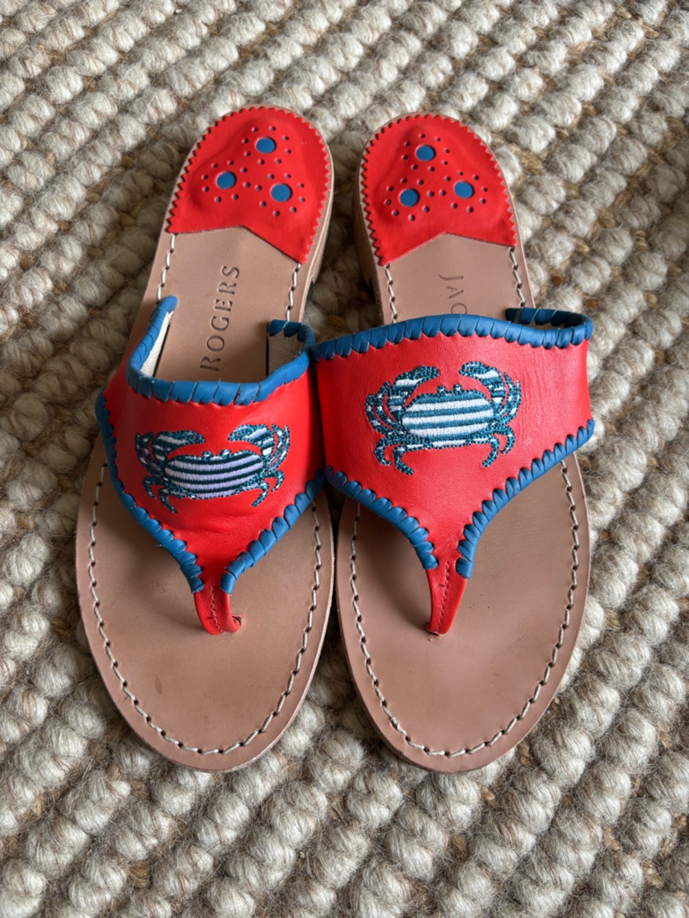 Jack Rogers Leather Crab Thong flip flop Sandals
